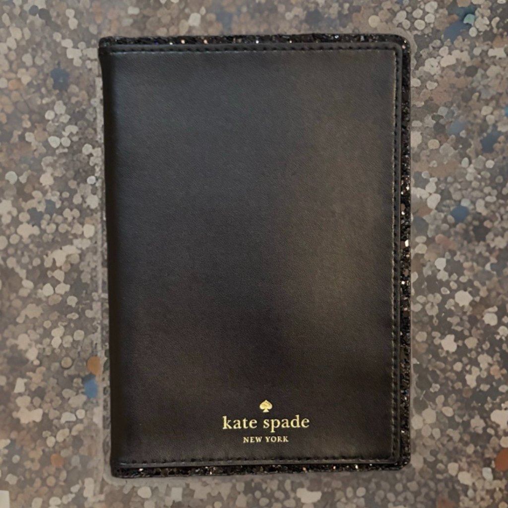 Kate Spade New York Black Leather Passport Holder / Travel Wallet